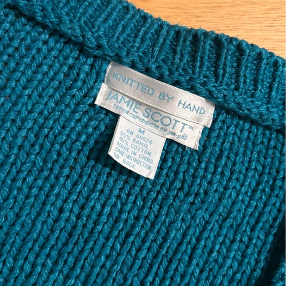 Vintage Teal Cable Knit Women's Sweater - Picture 7 of 7